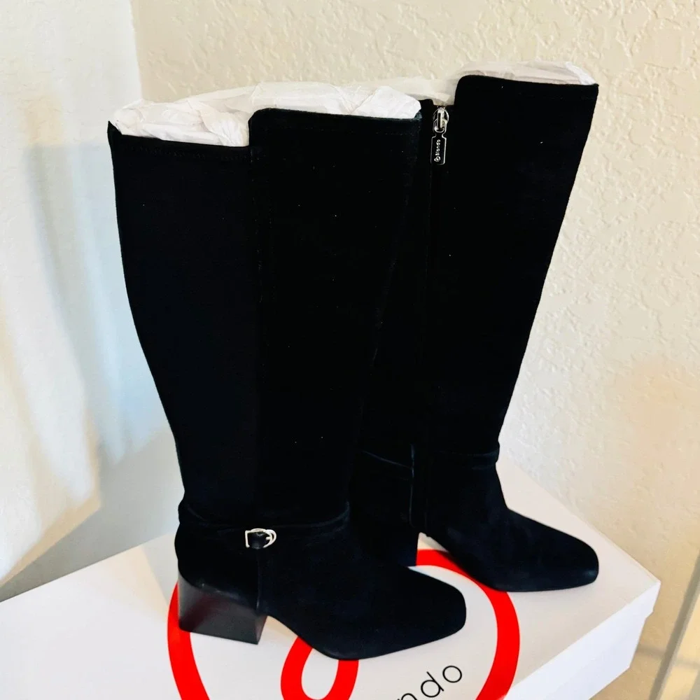 Blondo Twyla Waterproof Knee High Suede Leather Boot, Black,‎ Size 7, NWT